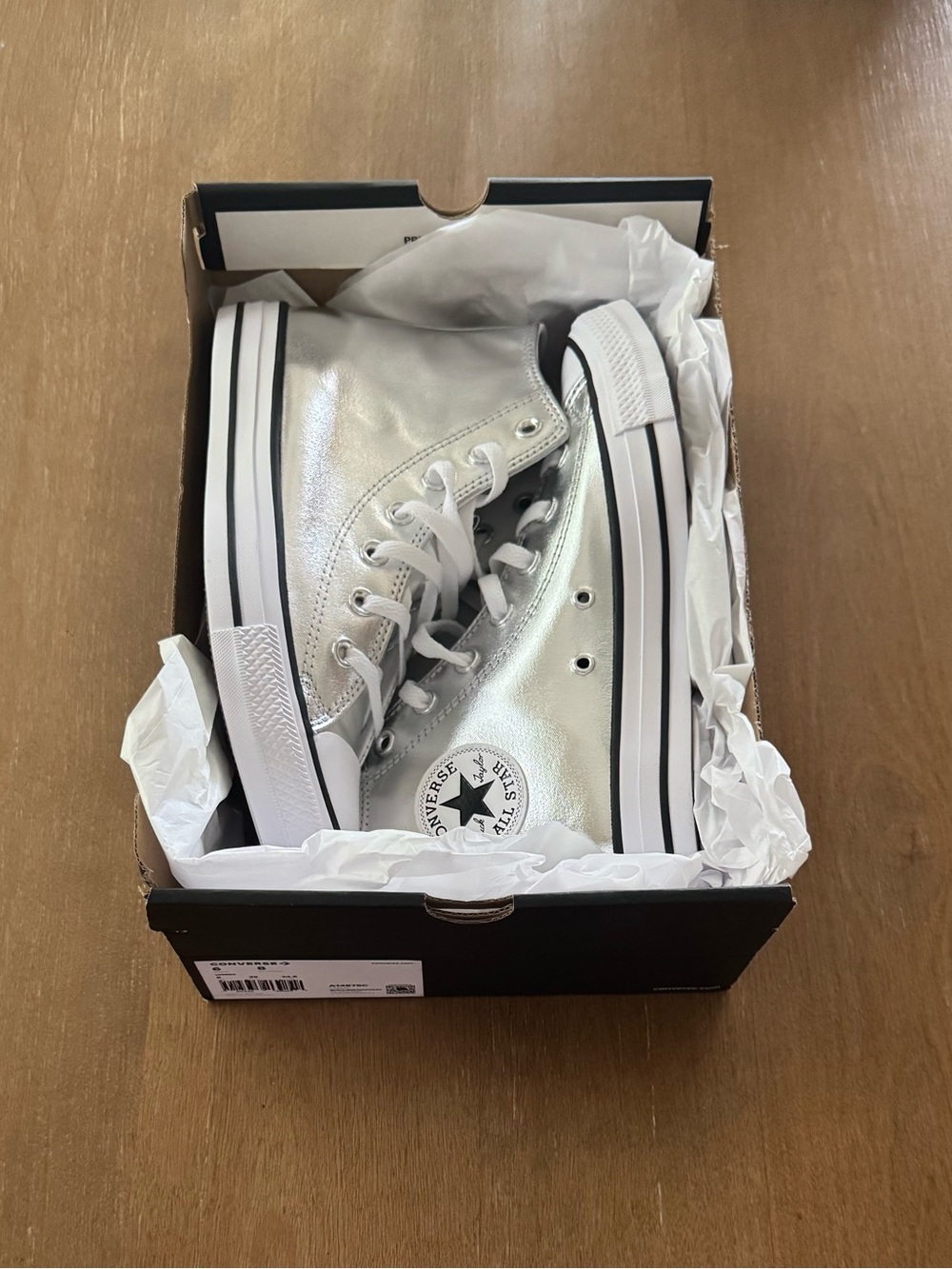 Women’s Chuck Taylor All-Star Silver Metallic High Top Sneakers - Picture 5 of 7